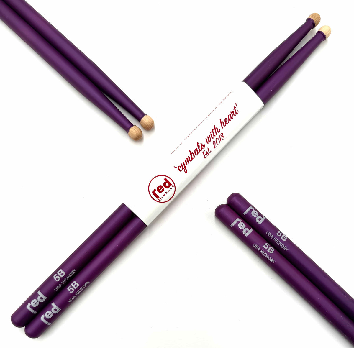 Red Cymbals Drum Sticks Red Drumsticks Colour Series multiple sizes Red Cymbals Colour Series Red & Purple Drumsticks