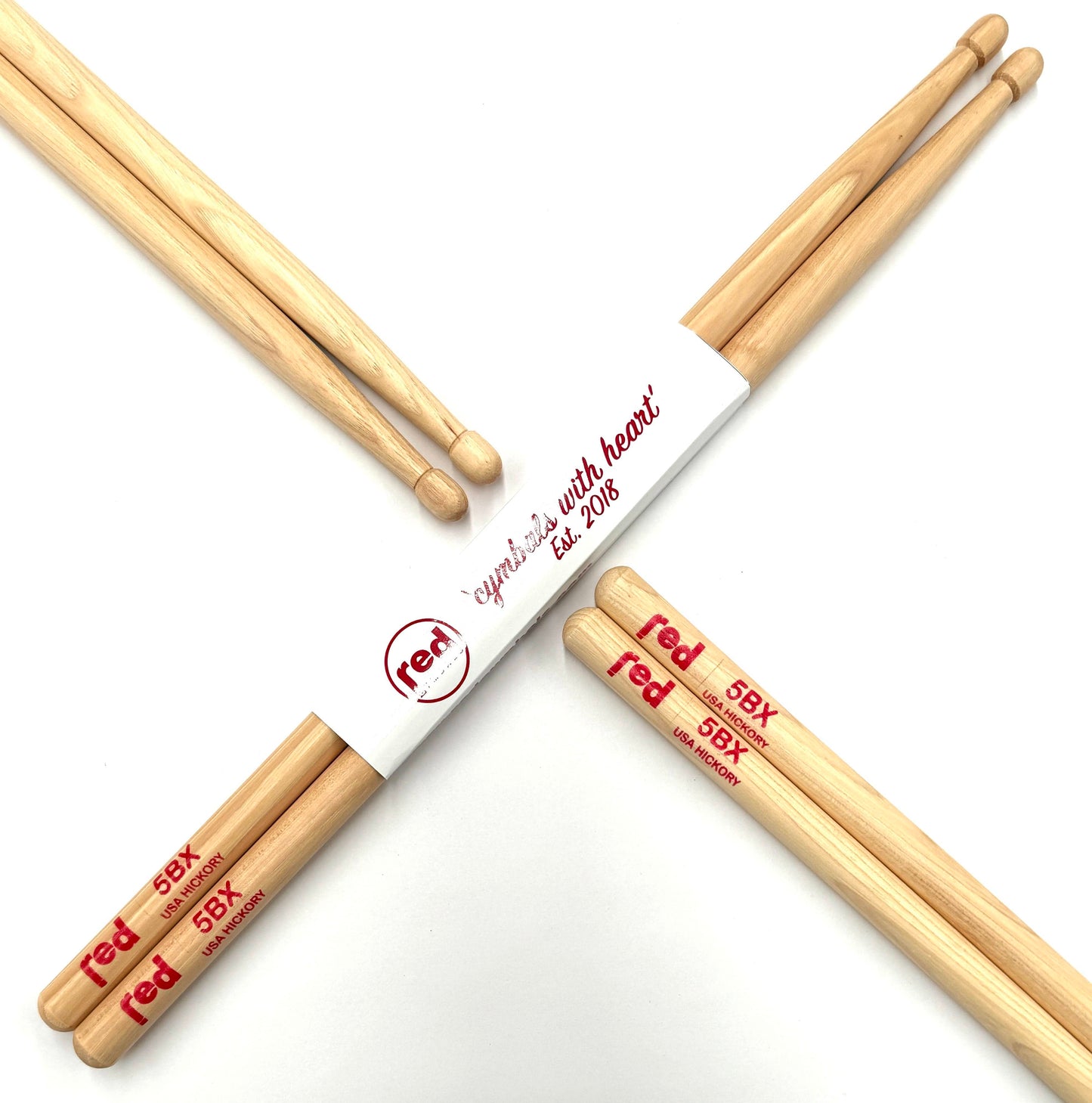 Red Cymbals Drum Sticks Red Drumsticks Natural Series multiple sizes Red Cymbals - Red Drumsticks - Natural Series - USA Hickory