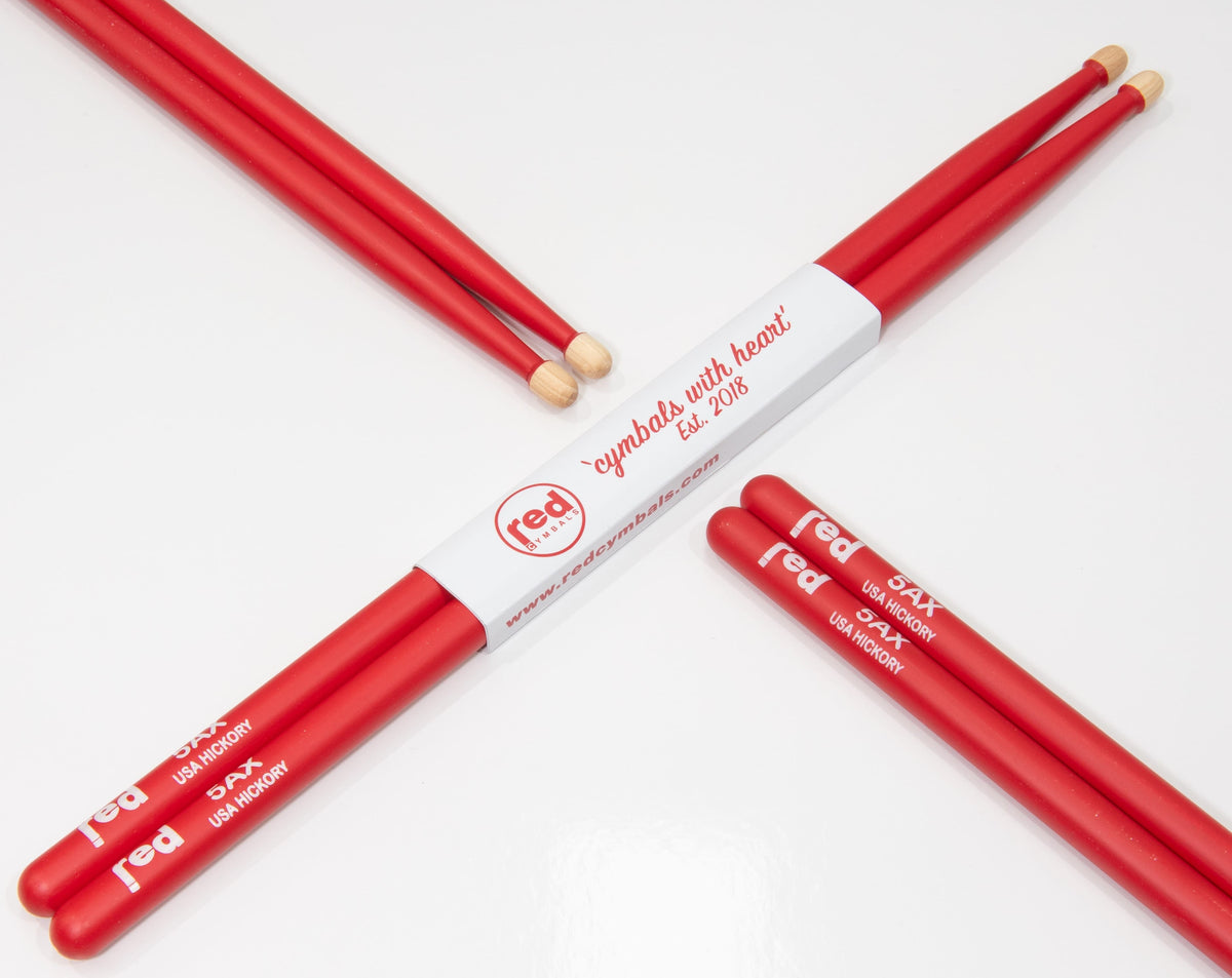 Red Cymbals Drum Sticks Red Drumsticks Colour Series multiple sizes Red Cymbals Colour Series Red & Purple Drumsticks