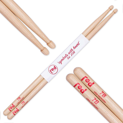 Red Cymbals Drum Sticks 7B Acorn Tip